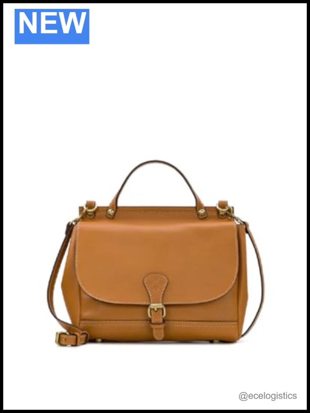 Full-Grain Leather Top Handle Crossbody Satchel with Adjustable Strap, Magnetic